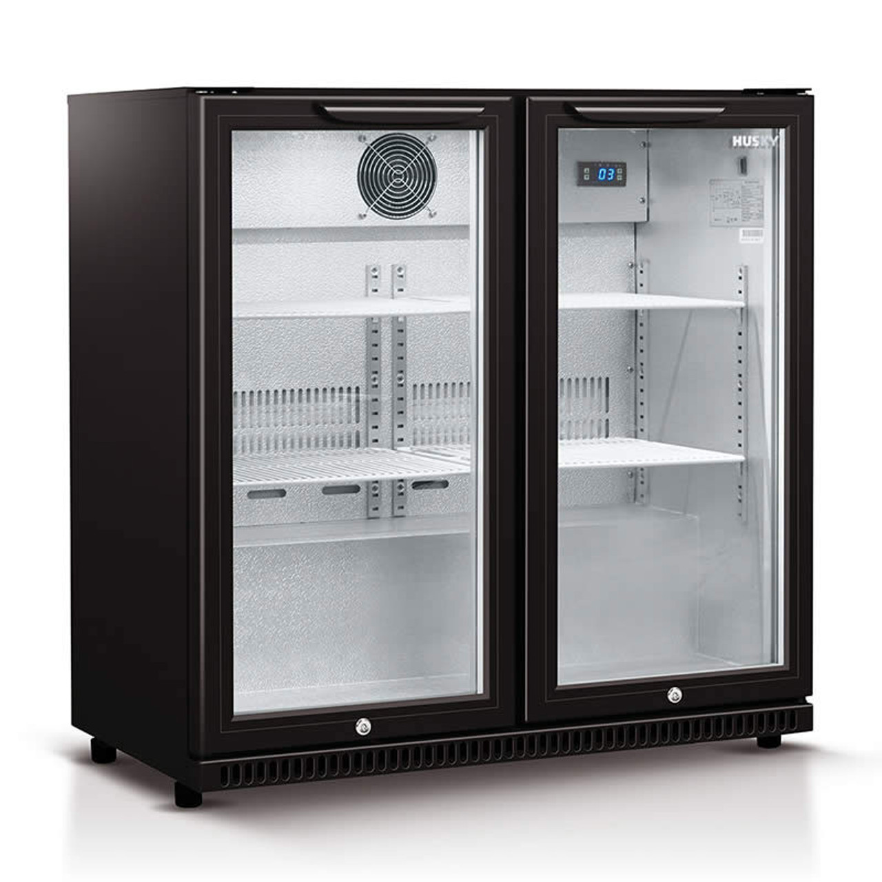 HUS-C2-840-BLK - 190L Alfresco Double Glass Door Drinks Chiller - Black