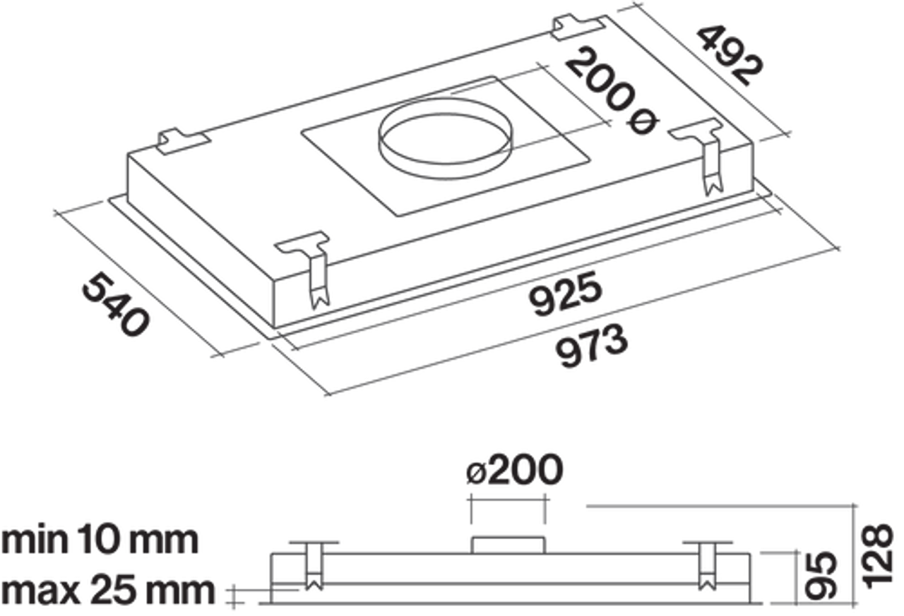 F9NV90S1-EW1500 - 90cm Nuvola Ceiling Cassette Rangehood - Stainless Steel