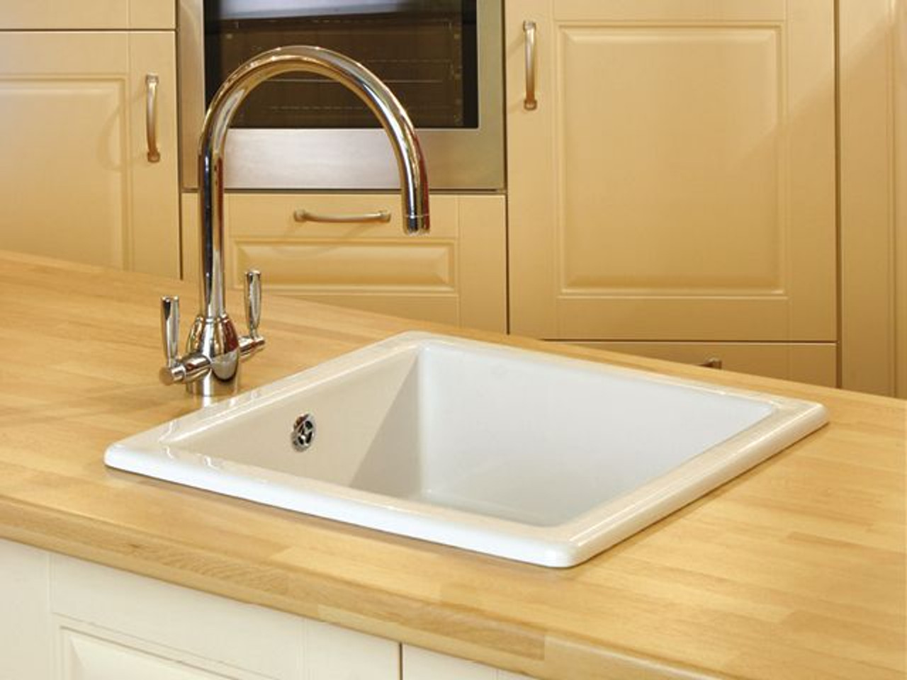 SCSQ460WH - Shaws Square 460 Classic Inset/Undermount Single Bowl Handcrafted Fireclay Sink