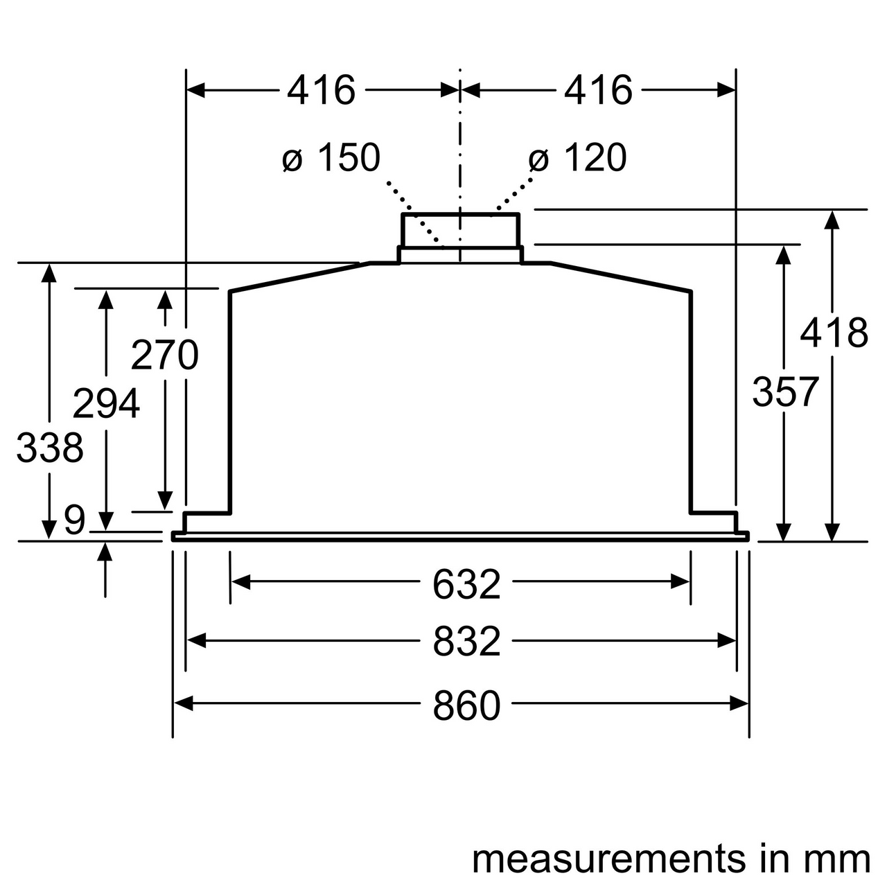 LB89586AU - 86cm iQ700 Integrated Stainless Steel Rangehood