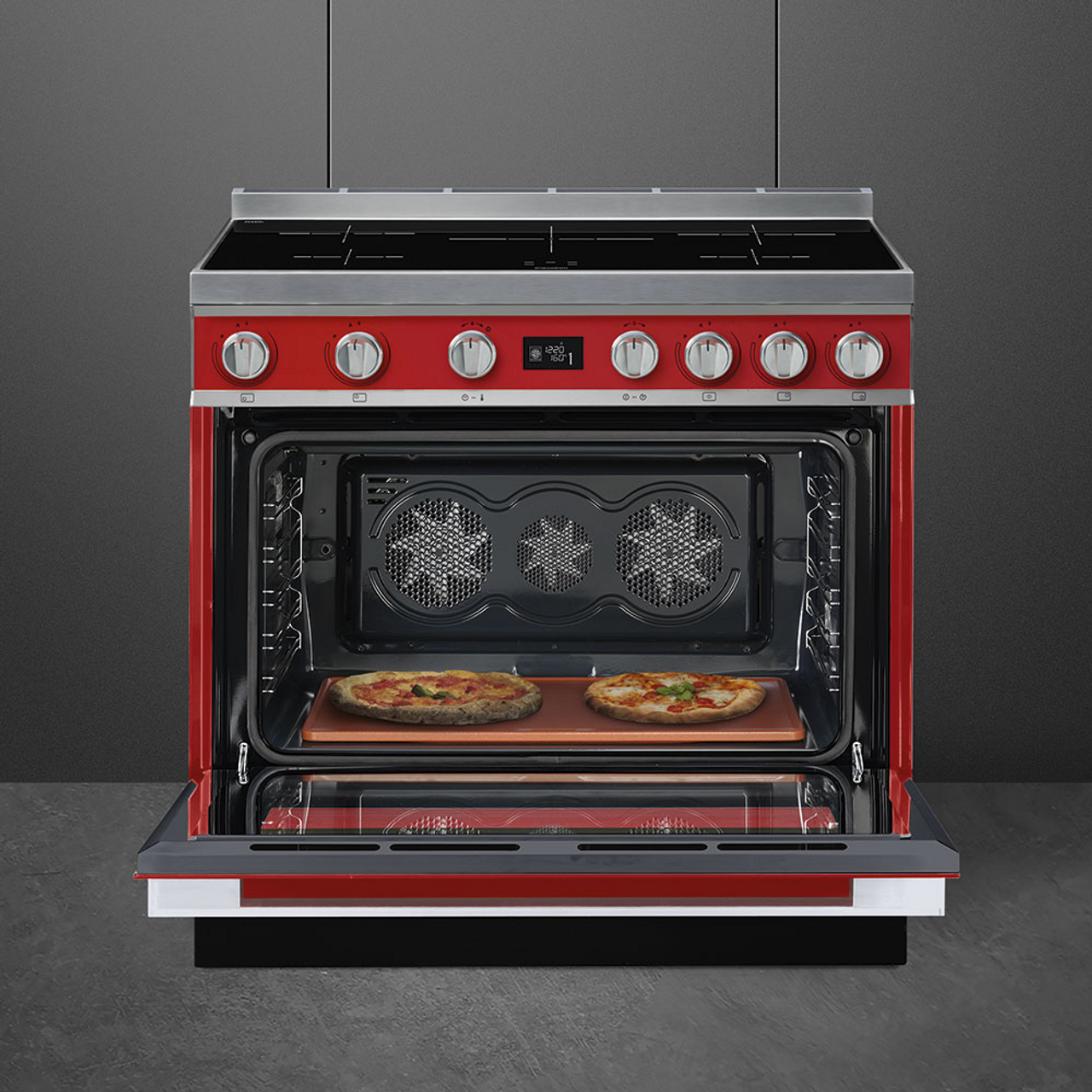 CPF9IPR - 90cm Portofino Freestanding Cooker, 5 Zone Induction, Pyrolytic Cleaning - Red