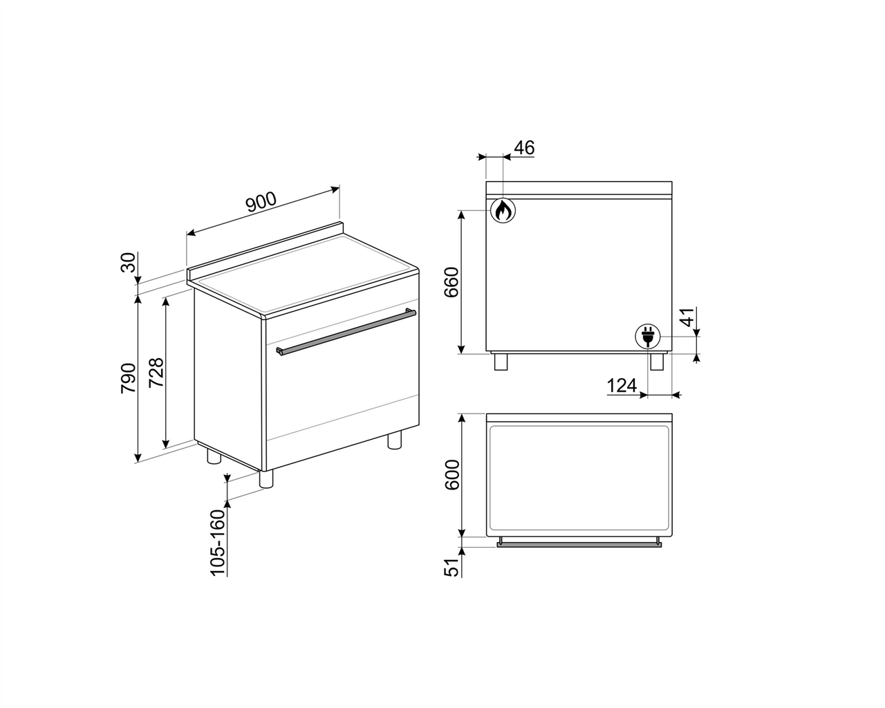 FSP9610X - 90cm Classic Thermoseal Freestanding Cooker, Pyrolytic Cleaning - Stainless Steel / Black Glass