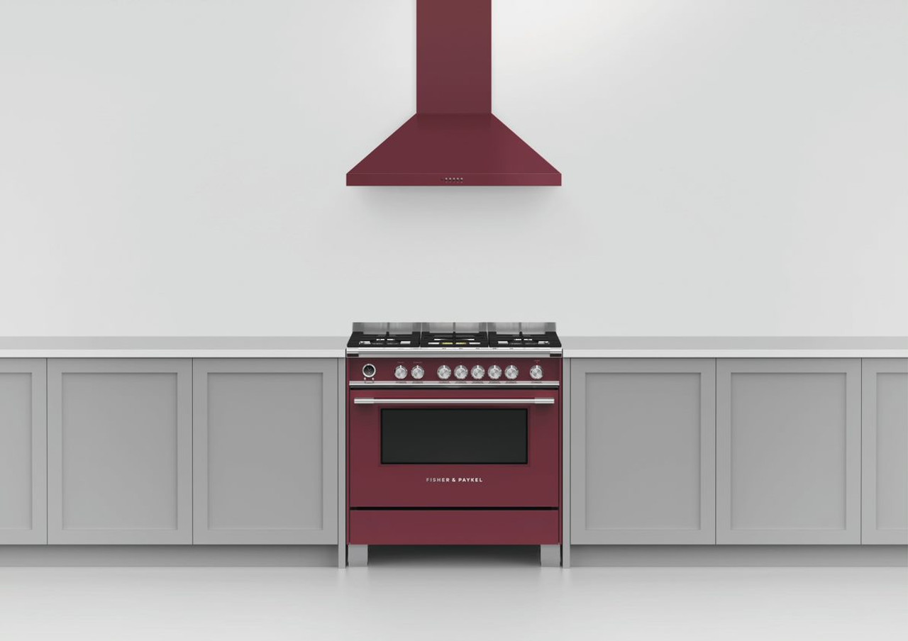 HC90PCR1 - 90cm Classic Pyramid Chimney Wall Rangehood - Red