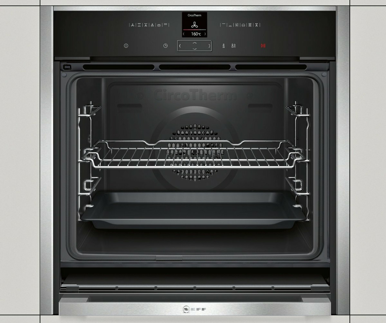 B57CR22N0B - 60cm Multifunction Slide&Hide Oven with Pyrolytic Cleaning - Stainless Steel