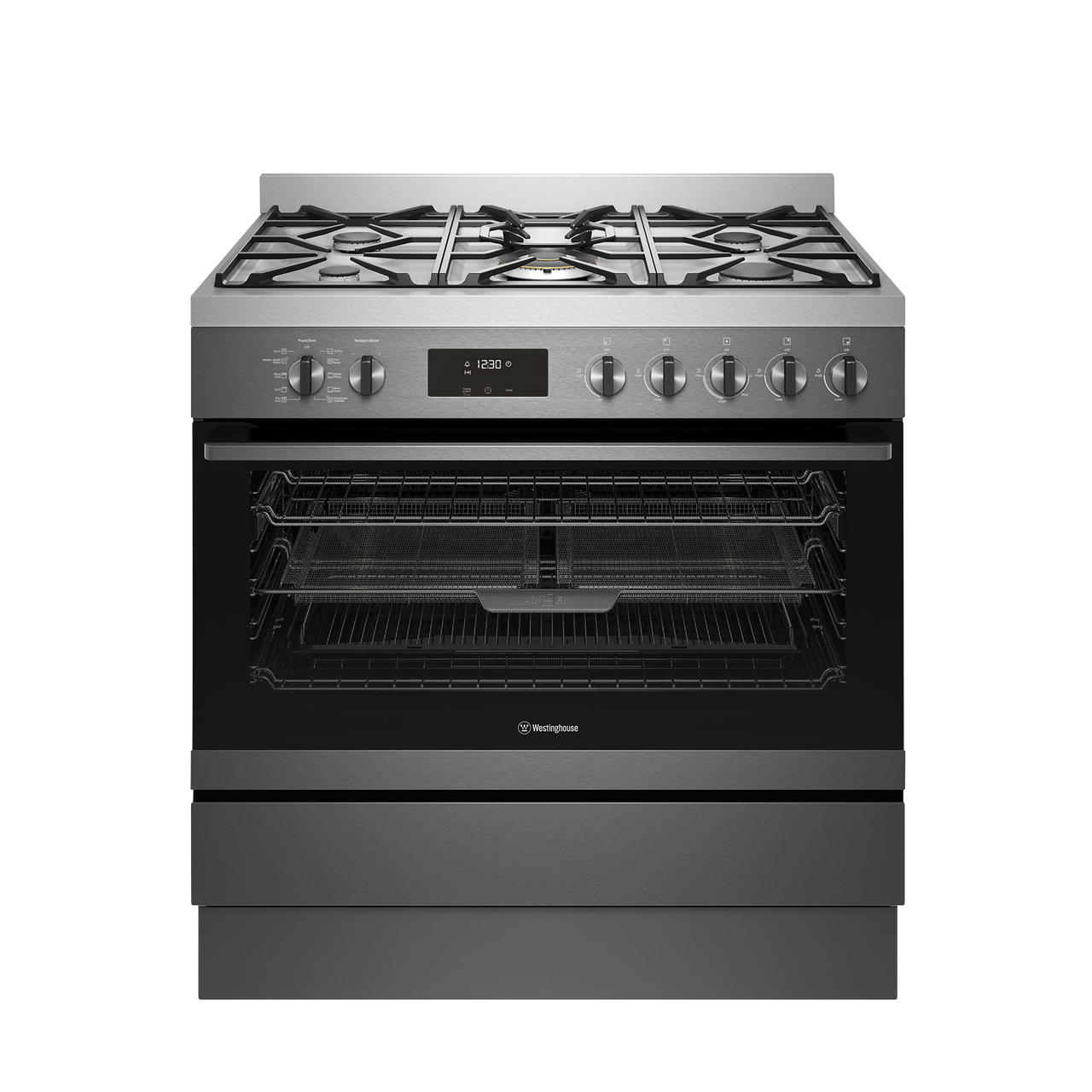 WFEP917DSD- 90cm Freestanding Cooker With 5 Gas Burners Including Wok Burner, Pyrolytic Cleaning - Dark Stainless Steel