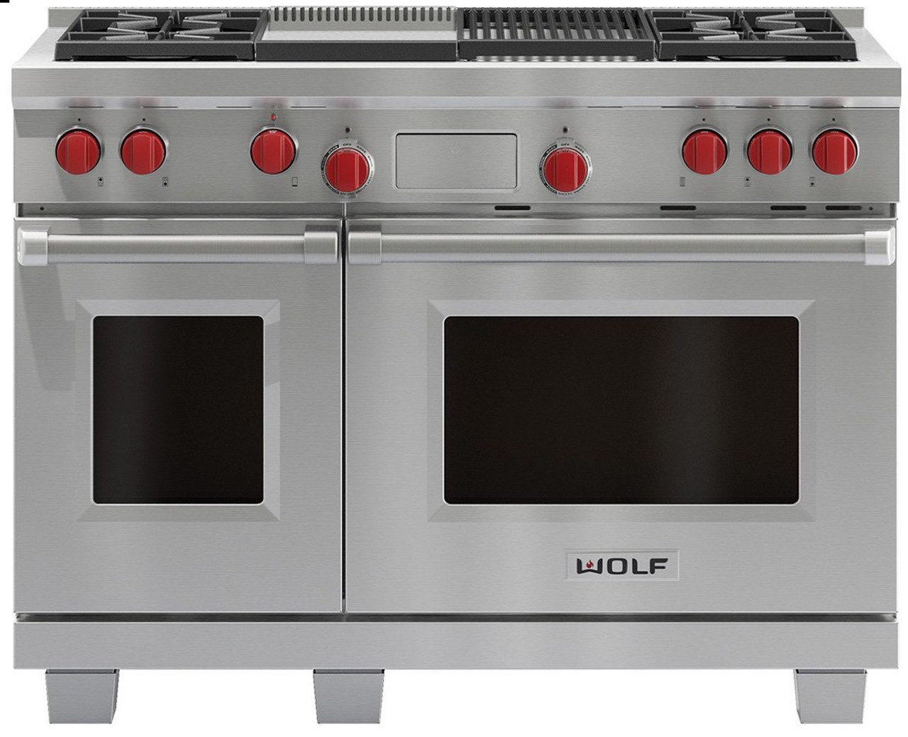 ICBDF484CG - 120cm Freestanding Cooker with Double Pyrolytic Oven, 4 NatGas Burners, Infrared Chargrill and Teppanyaki Plate - Stainless Steel (Avail with Diff Colour Knobs)