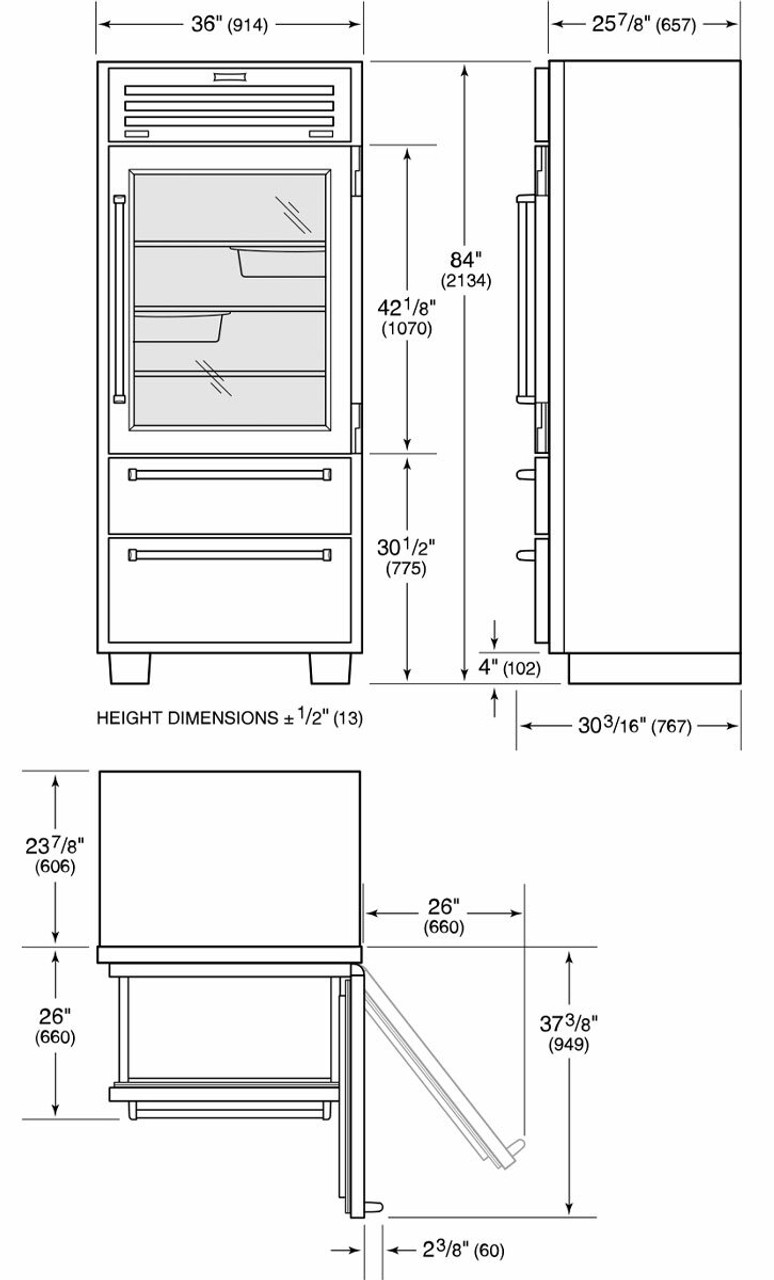 ICBPRO3650G - 660L Built-In PRO Bottom Mount Refrigerator with Glass Door - Stainless Steel, Left Hinge