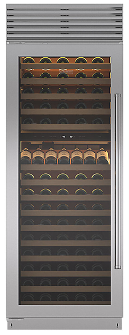 ICBBW30SPHLH - 146 Bottle Classic Built In Wine Storage Cabinet with Pro Handle - Stainless Steel, Left Hinge