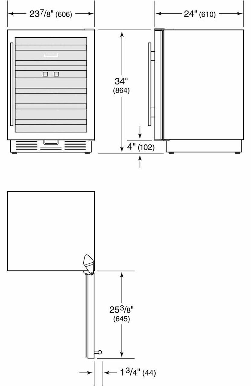 ICBUW24SPHLH - 46 Bottle Designer Built In Wine Storage Cabinet, Pro Handle - Stainless Steel, Left Hinge