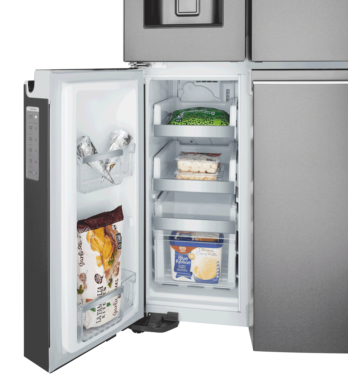 WQE6870BA - 680L 4 Door French Door Fridge, Ice & Water - Dark Stainless Steel