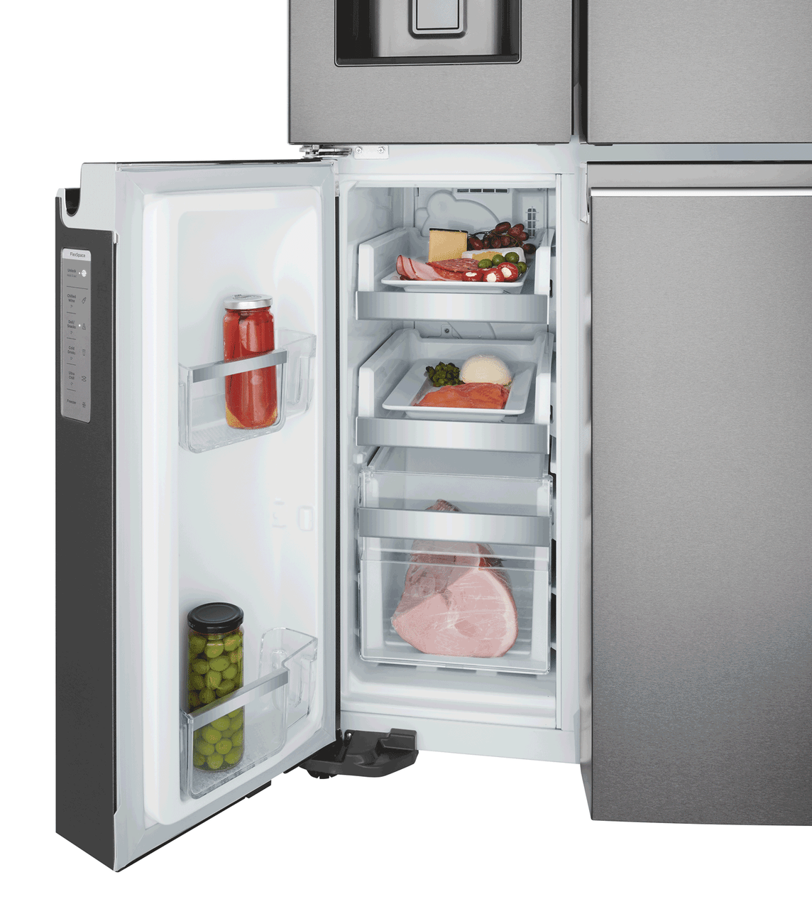 WQE6870BA - 680L 4 Door French Door Fridge, Ice & Water - Dark Stainless Steel