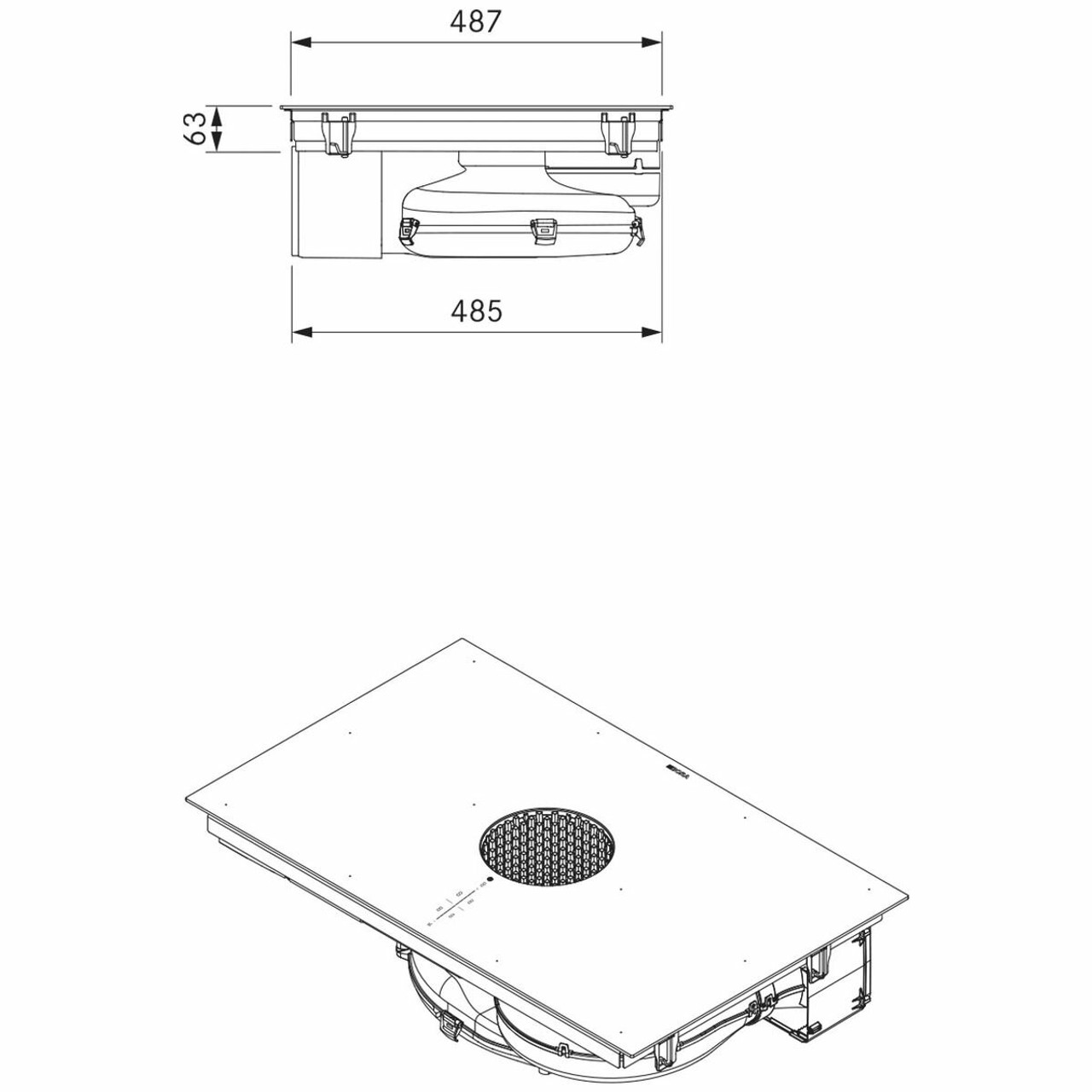 PUXU - 83cm X Pure Induction Cooktop with Integrated Recirculating Ventilation System - Black