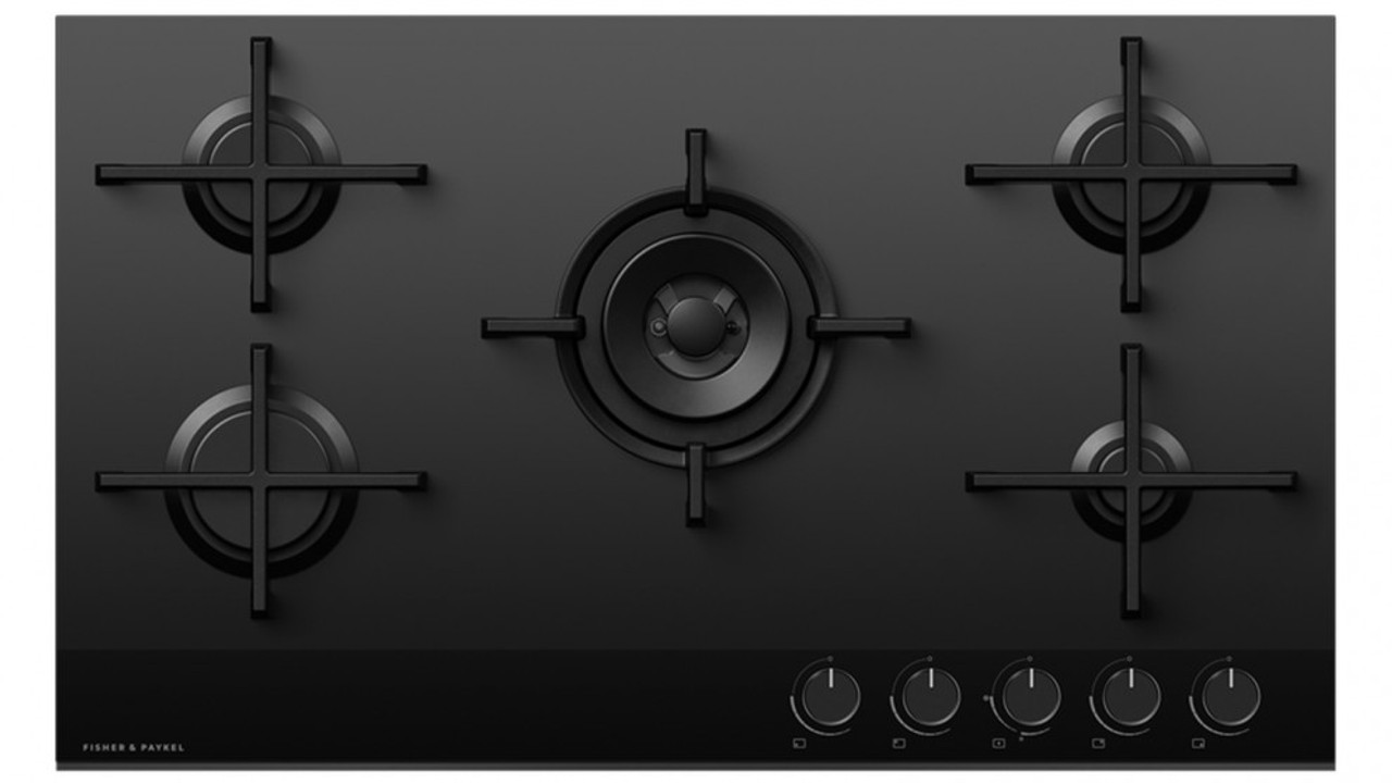 CG905DLPGB4 - 90cm LPG Gas 5 Burner Cooktop, Includes Dual Wok Burner - Black Glass