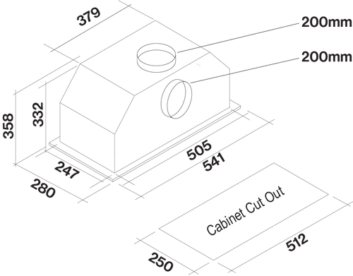 FP3ML60S2-EW765 - 60cm Milano+ Undermount Rangehood with External Wall Motor - Stainless Steel