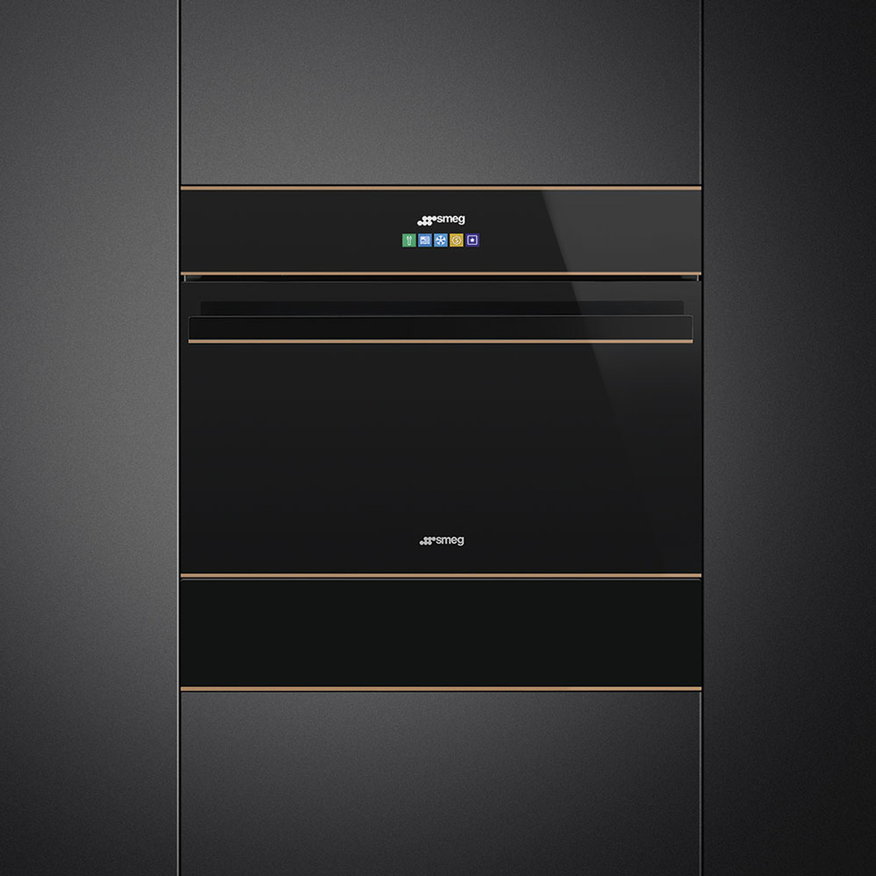 CPV615NR - 15cm Dolce Stil Novo Vacuum Drawer - Black Glass / Copper Trim