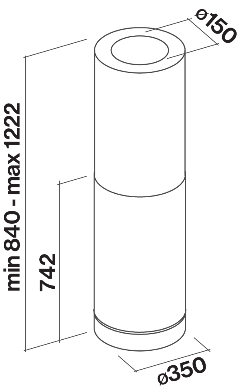 F7PR35B1 - 35cm Polar Wall Cylinder Canopy Rangehood - Black