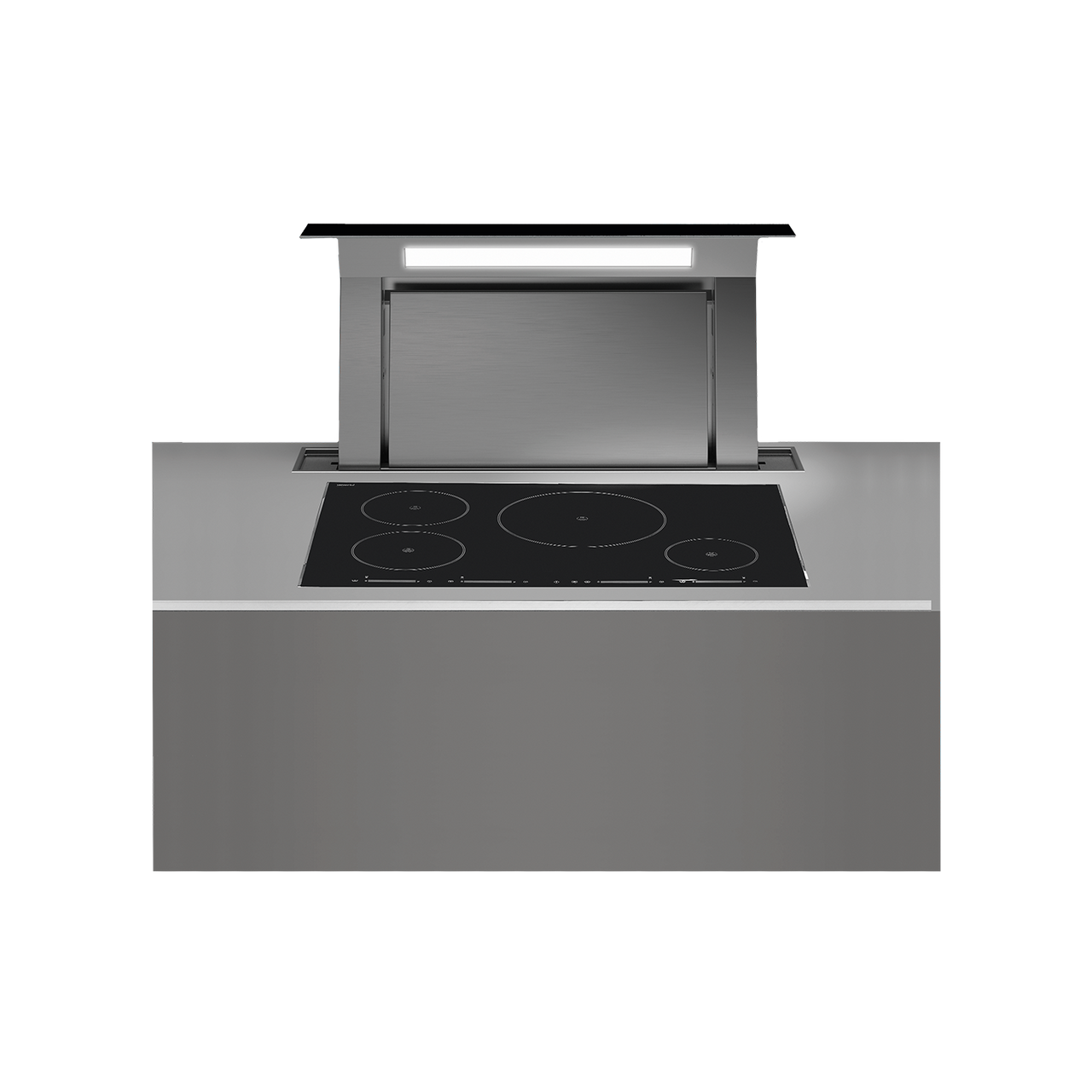 F8DD90B1-IN950 - 90cm Designer Series Downdraft with In-line Motor - Stainless Steel / Black Glass