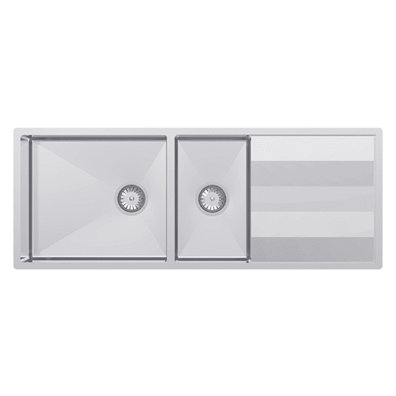 ST460DU - Abey Lugano 1 and 3/4 Bowl Undermount Sink with Drainer - Stainless Steel