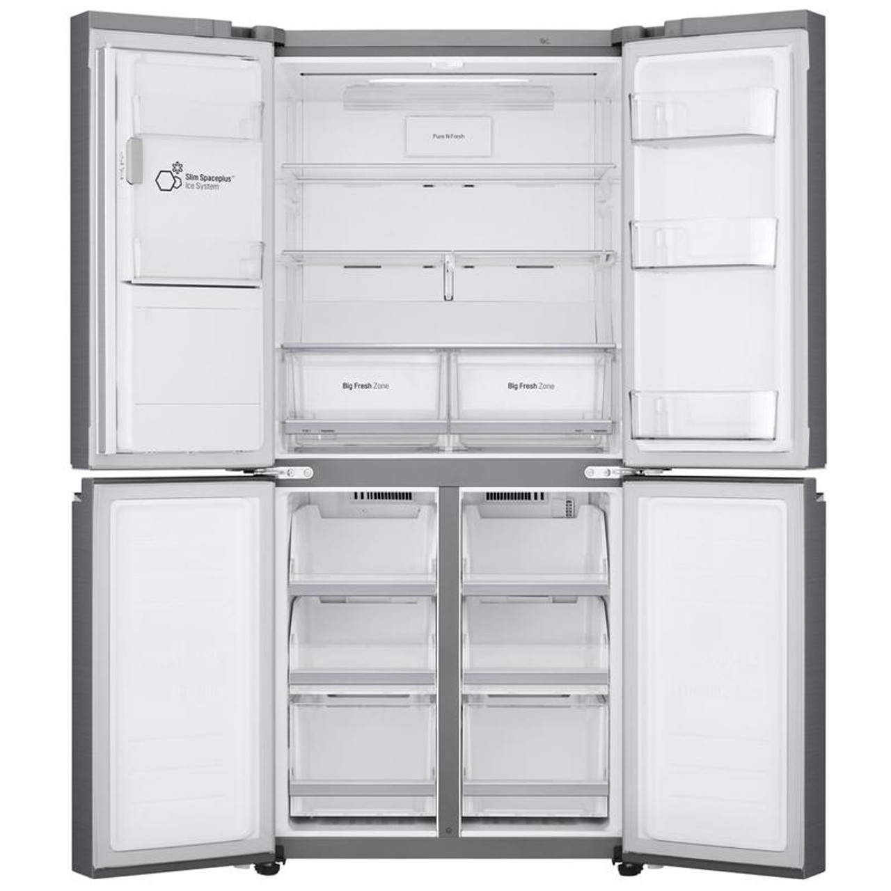 GF-L570PL - 570L Slim French Door Fridge with Ice & Water - Stainless Steel