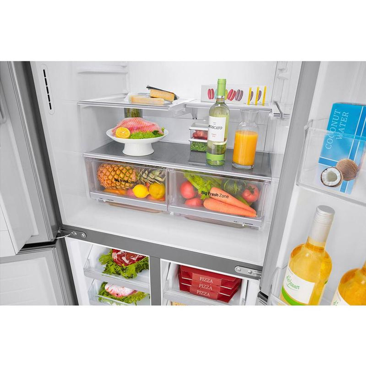 GF-L570PL - 570L Slim French Door Fridge with Ice & Water - Stainless Steel