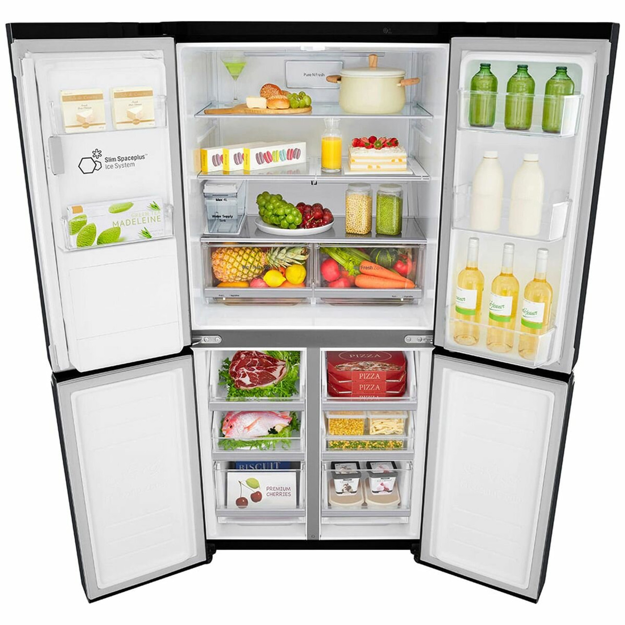 GF-L570MBNL - 570L Slim French Door Fridge with Non Plumbed Ice & Water - Matte Black