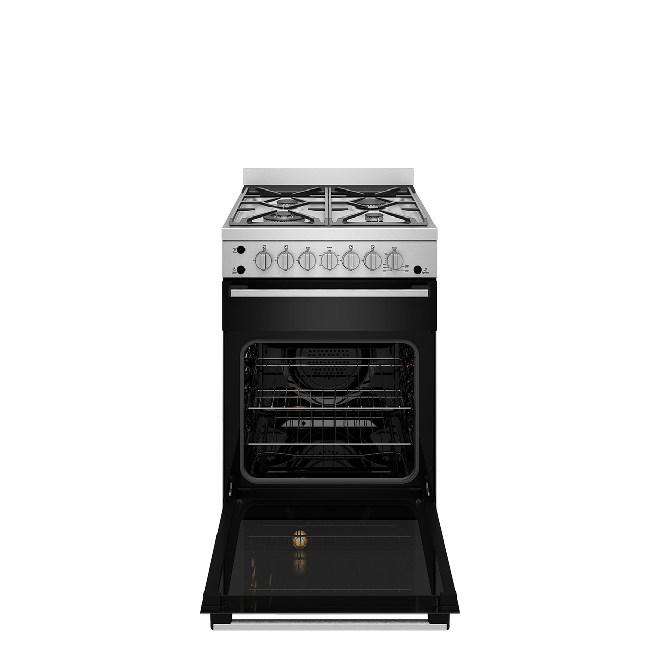 WFG612SC - 60cm Nat Gas Freestanding Cooker, Separate Grill and Wok Burner - Stainless Steel