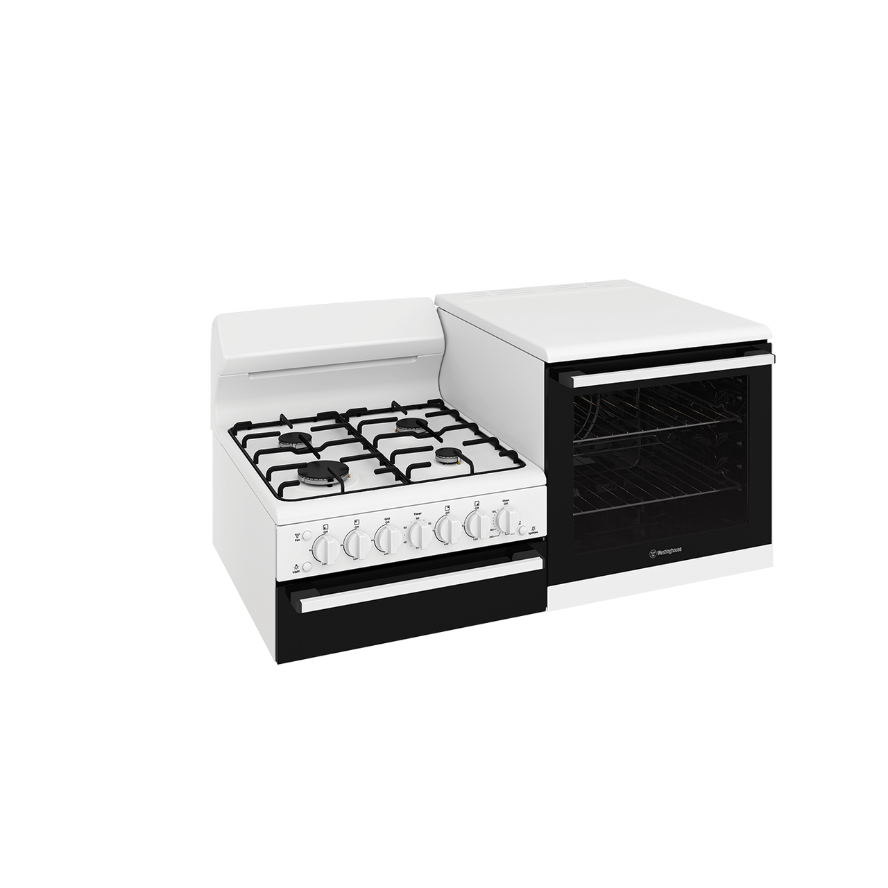 WDG112WC - Right Hand Elevated NatGas Freestanding Cooker, Seperate Grill, Electronic Ignition - White