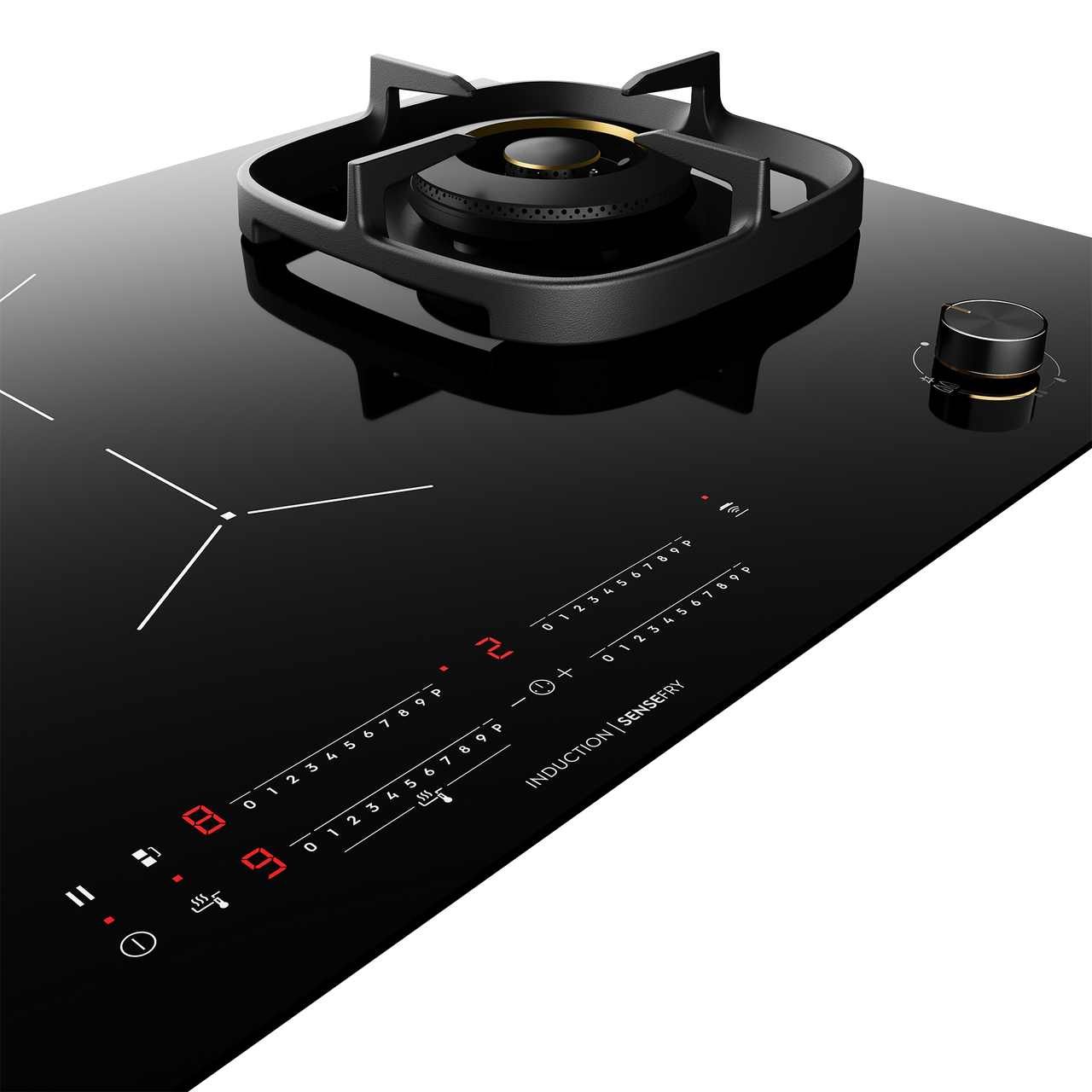 EHH957BE - 90cm 7 Zone Hybrid Induction Cooktop - Black