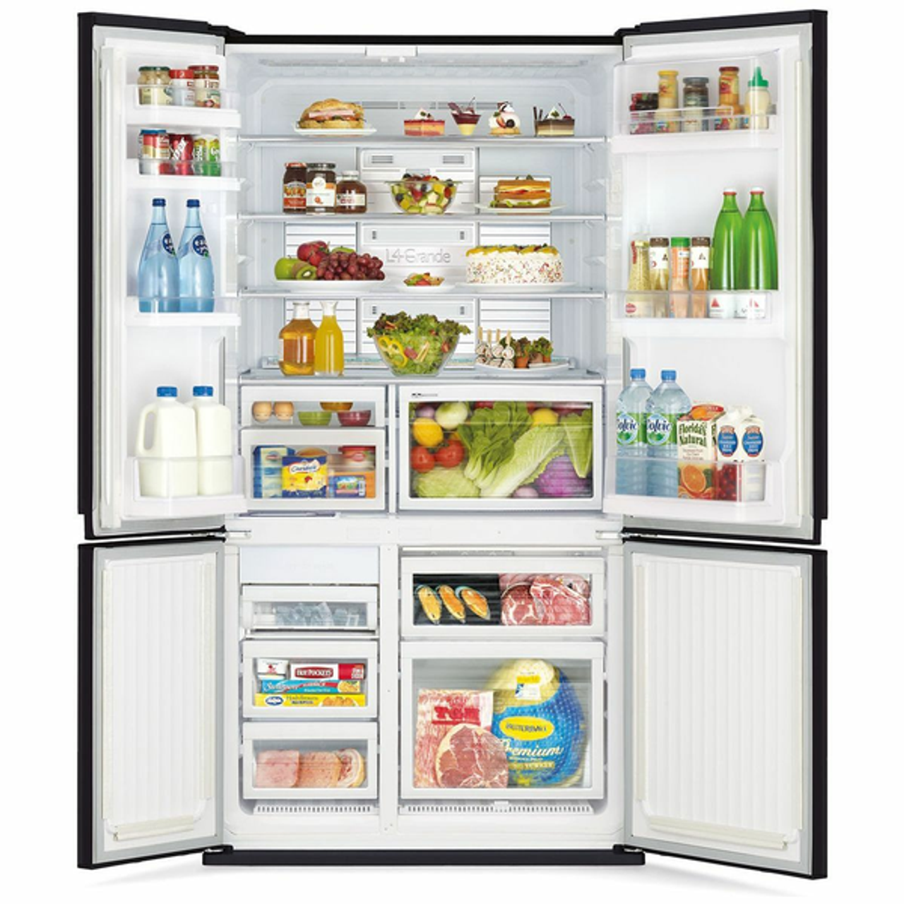 MR-LA635ER-GBK-A - 635L L4 Glass French Door Fridge - Brilliant Black