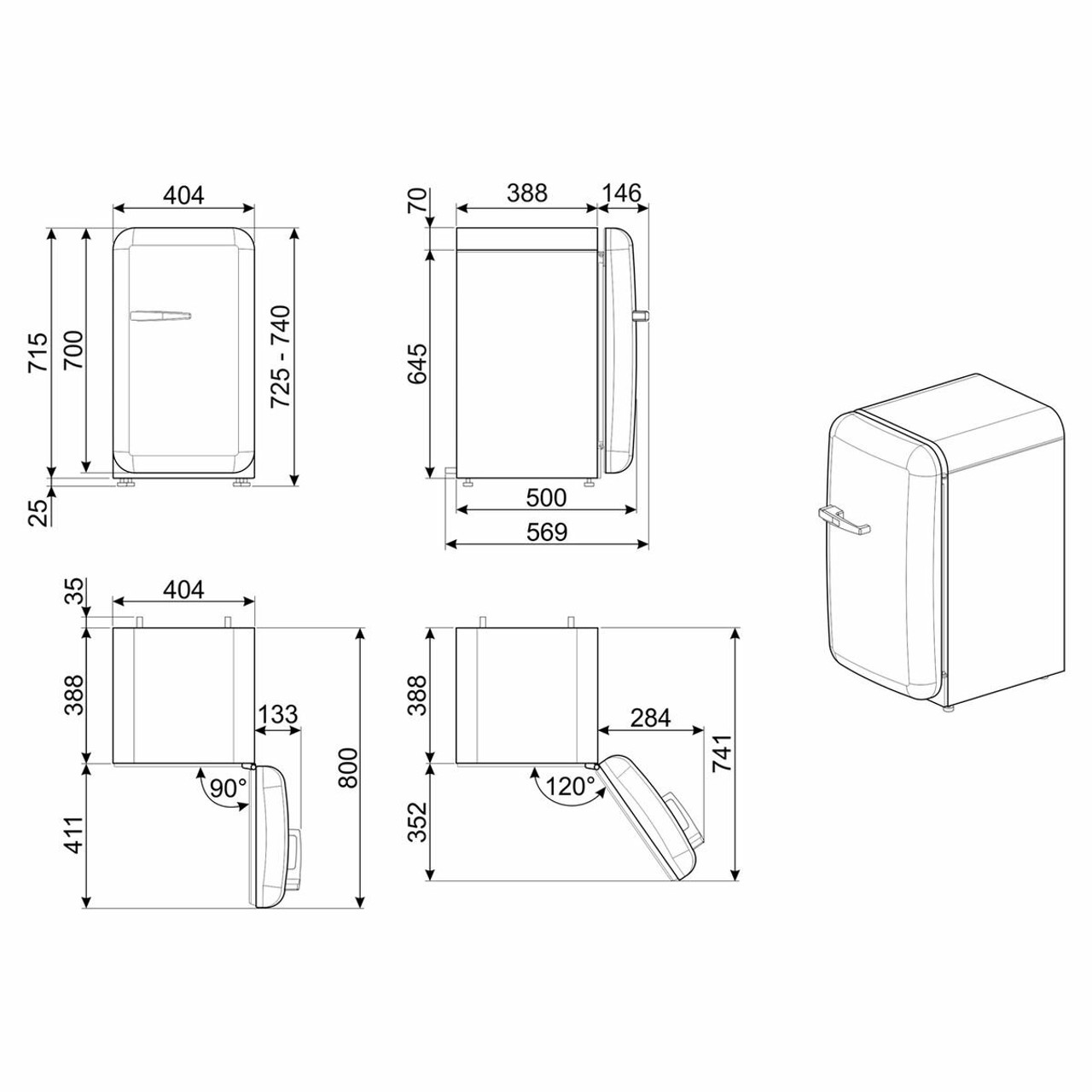 FAB5RBL5AU - 34L FAB 50s Style Bar Fridge - Black