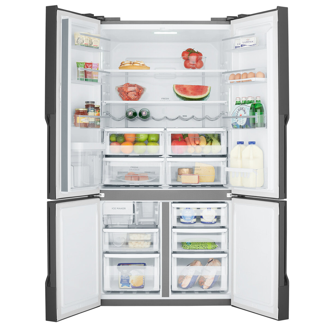 WQE5660BA - 564L French Quad Door Fridge with Water Dispenser - Matte Black