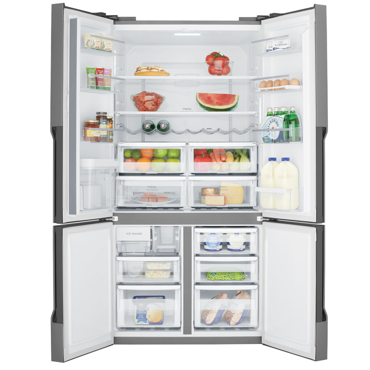 WQE5660SA – 564L French Quad Door Fridge with Water Dispenser – Stainless Steel