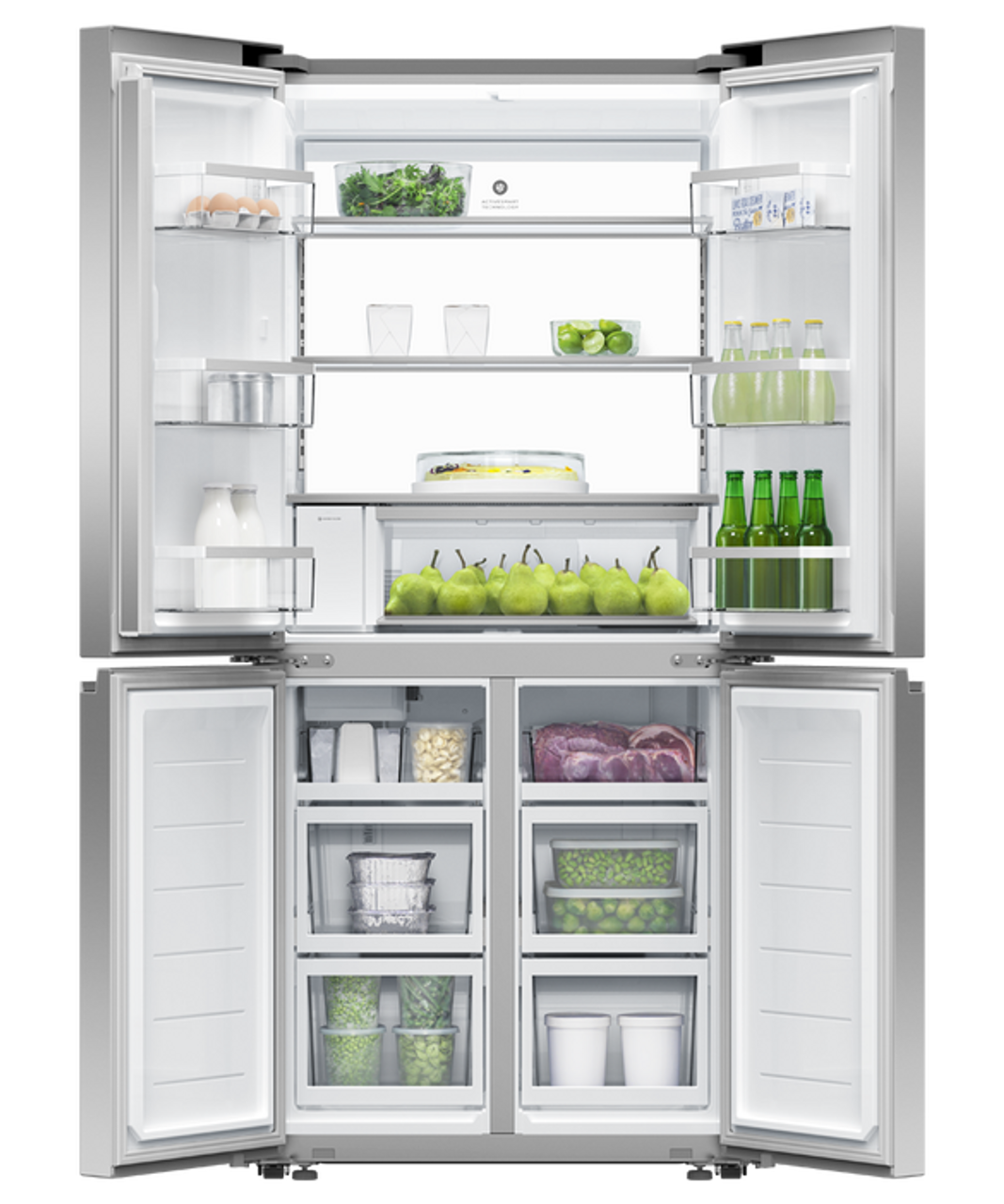 RF500QNUX1 - 498L 79cm Freestanding Quad Door Refrigerator Freezer, Ice & Water - Stainless Steel