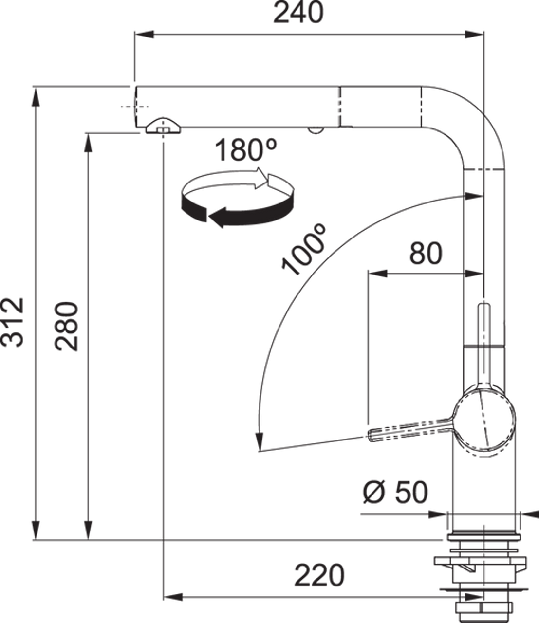 TA7741MW – Active L Pullout 2 Jet Tap - Matte White