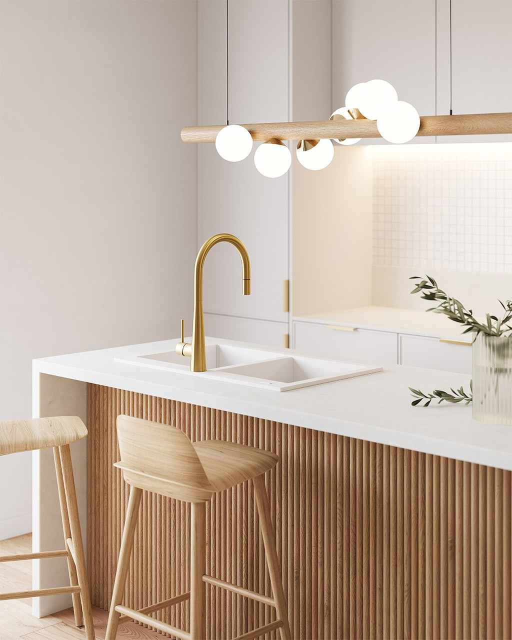 Essente Goose Neck Pull Out Mixer Tap Gold