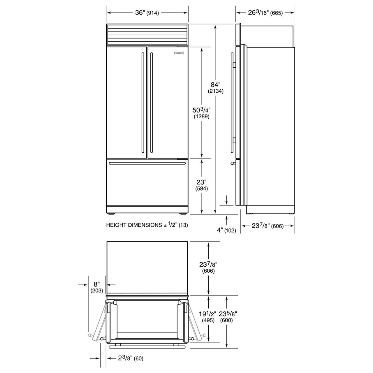 Sub-zero Sub Zero 556l French Door Fridge With Internal Dispenser 