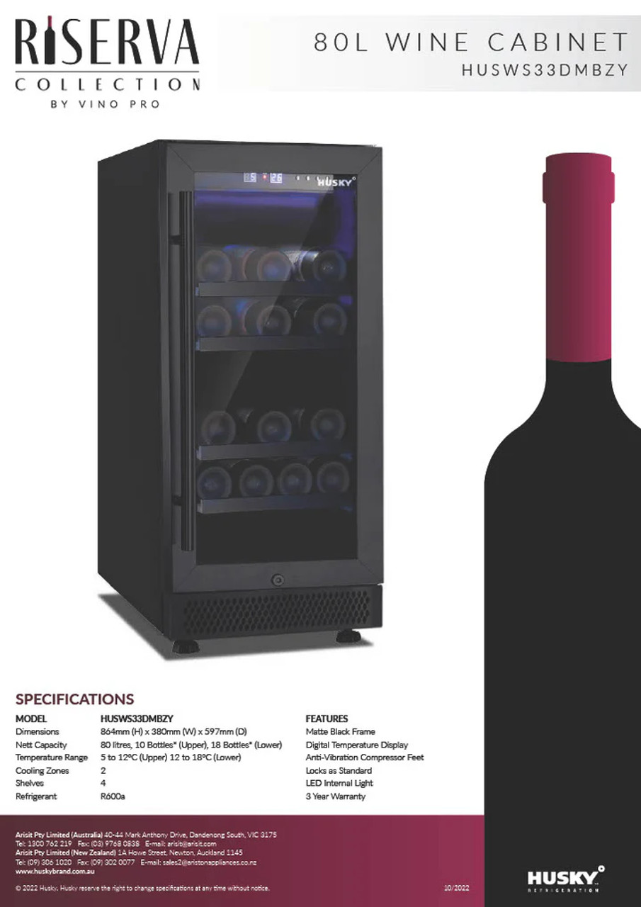 Husky  Riserva 28 Bottle Dual Zone Wine Cabinet 