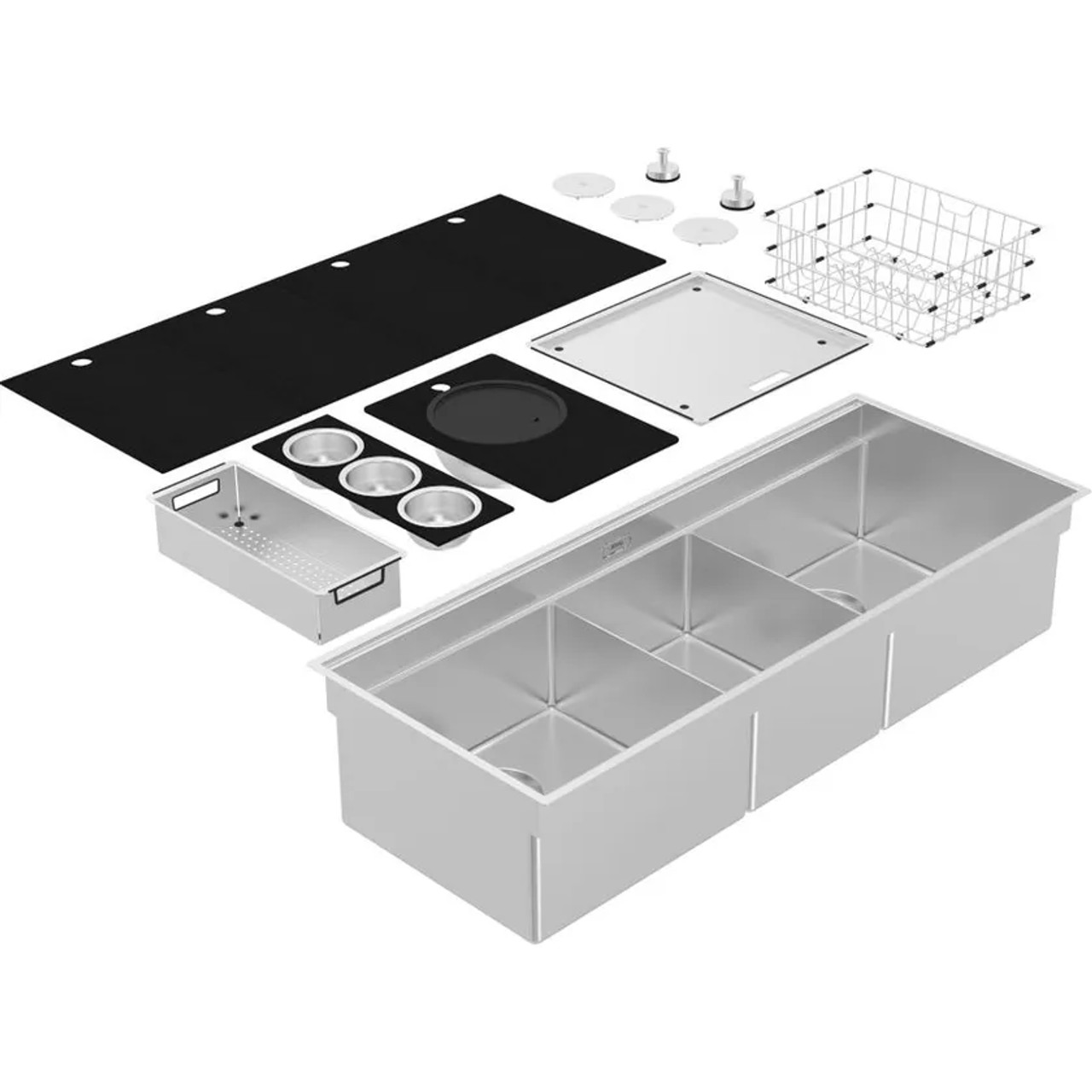 ASA05Q - Abey  Boutique Piazza Plus Triple Bowl Stainless Steel Sink - Stainless Steel