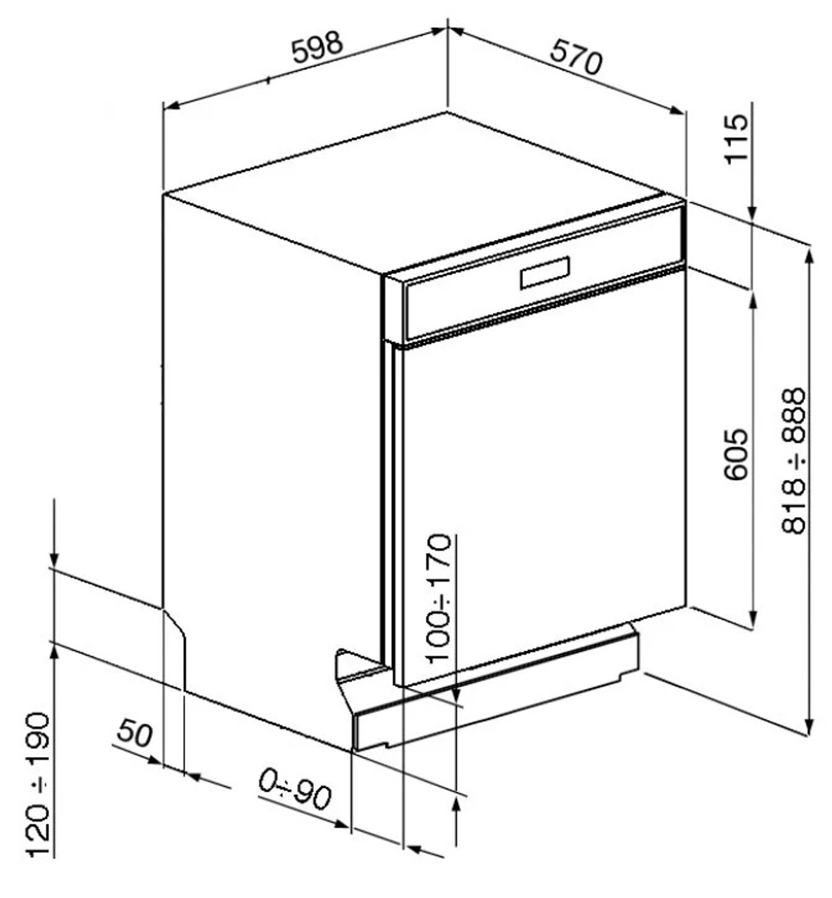 DWAU6214X2 - Under Counter Stainless Steel Dishwasher - Stainless steel