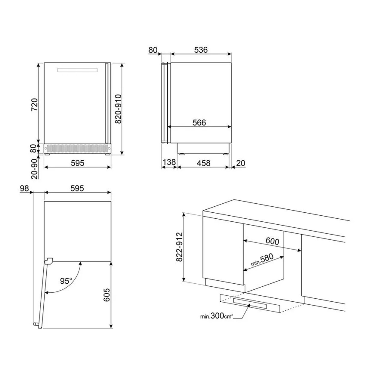 38 Bottle Dual Zone Built Under Wine Cabinet - Grey