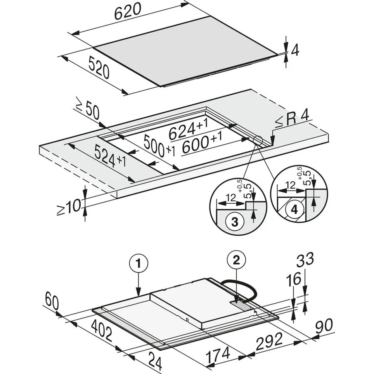 62cm Induction Cooktop  - Black