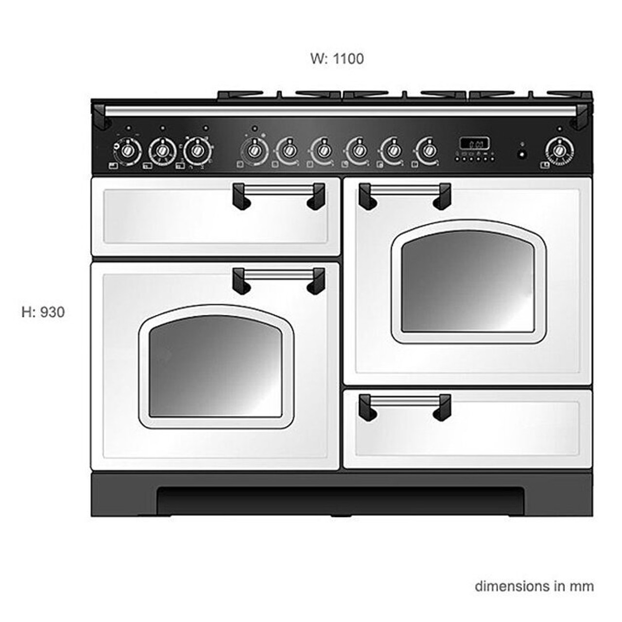 CDL110DFBLCH - Falcon 110cm Freestanding Dual Fuel Oven/Stove - Black