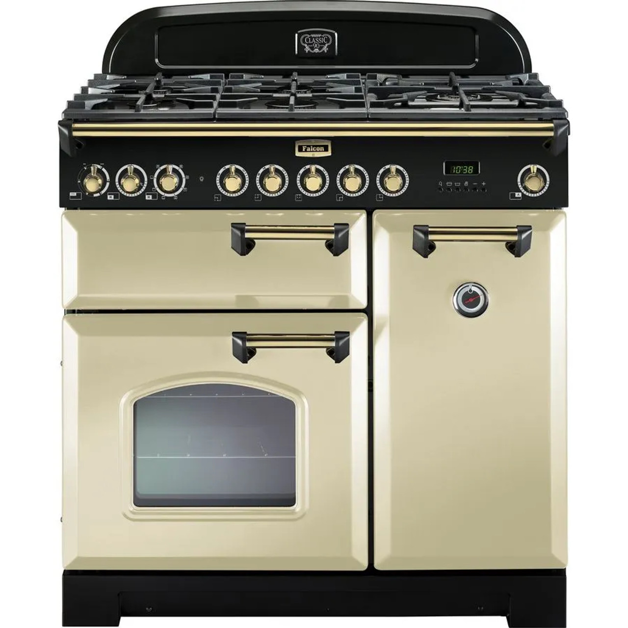 CDL90DFCRBR - Classic Deluxe 90cm Cream And Brass Dual Fuel Freestanding Cooker  - Cream