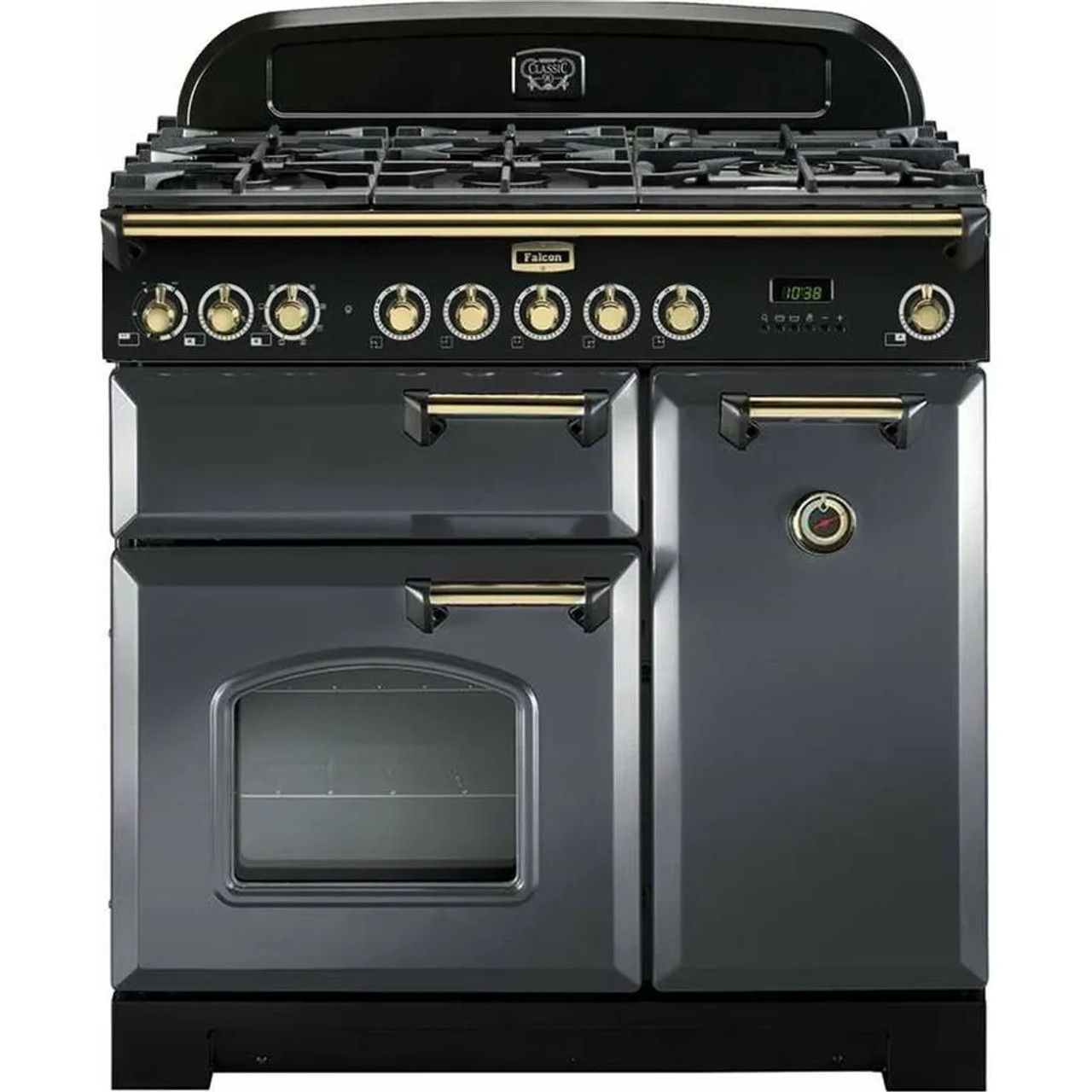 CDL90DFSLBR - Classic Deluxe 90cm Slate And Brass Dual Fuel Freestanding Cooker  - Slate