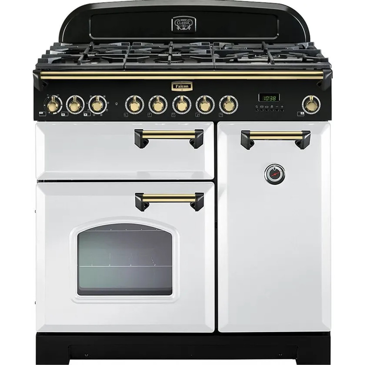 CDL90DFWHBR - Classic Deluxe 90cm White and Brass Dual Fuel Freestanding Cooker - White