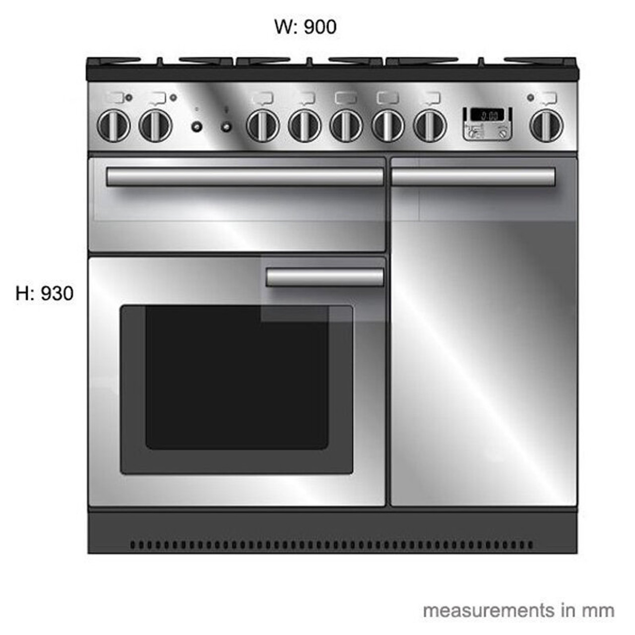 NEX90DFSSCH - 90cm Freestanding Dual Fuel Oven/Stove - Stainless Steel