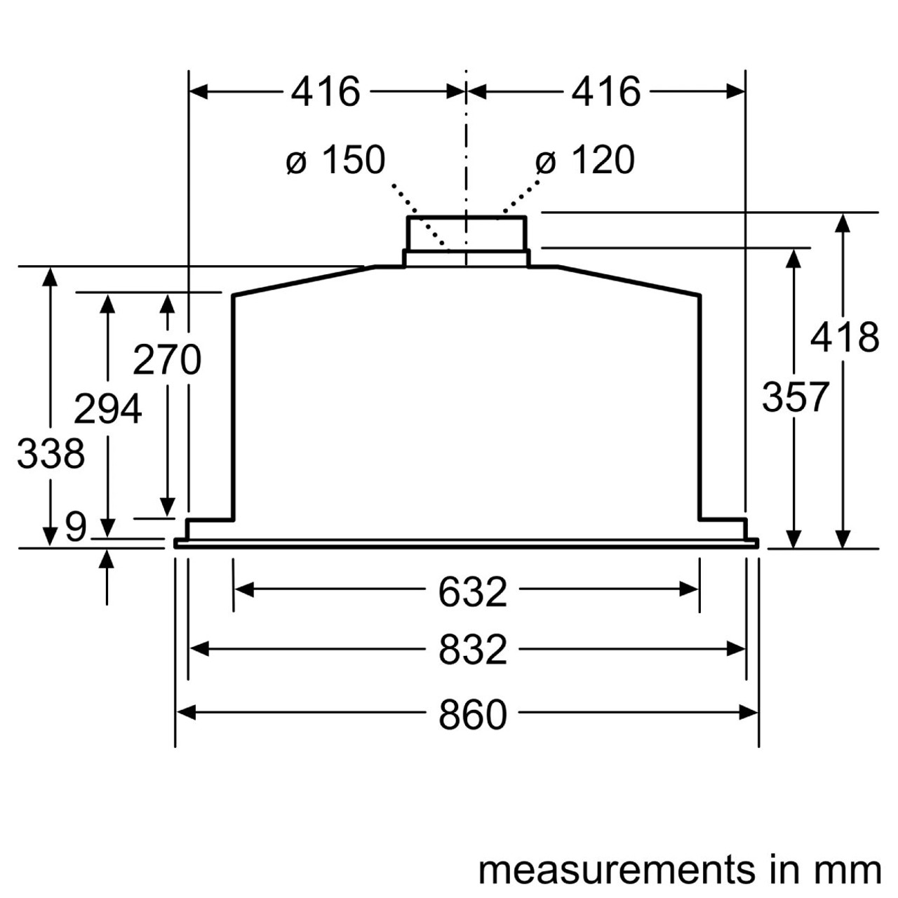 D58ML66N1A - 86cm Under Cupboard Rangehood - Brushed Steel