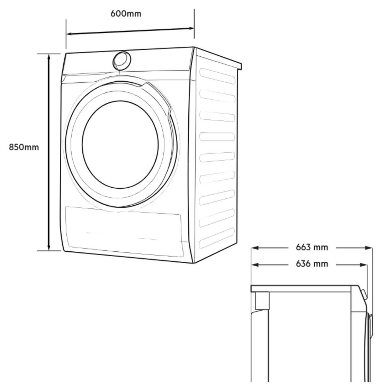 T8DHC846C - 8kg 8000 Series SensiDry Heat Pump Dryer with AbsoluteCare System - White (Ex Display)