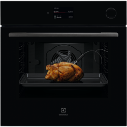 EVEP6818BF 60cm Pyrolytic Oven with SteamCrisp and Food Probe, 22 Function, Black