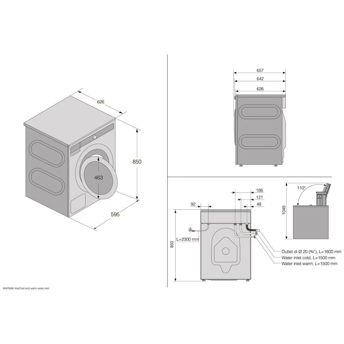 W7956XLGAU 9.5kg Steel Seal Front Load Washing Machine